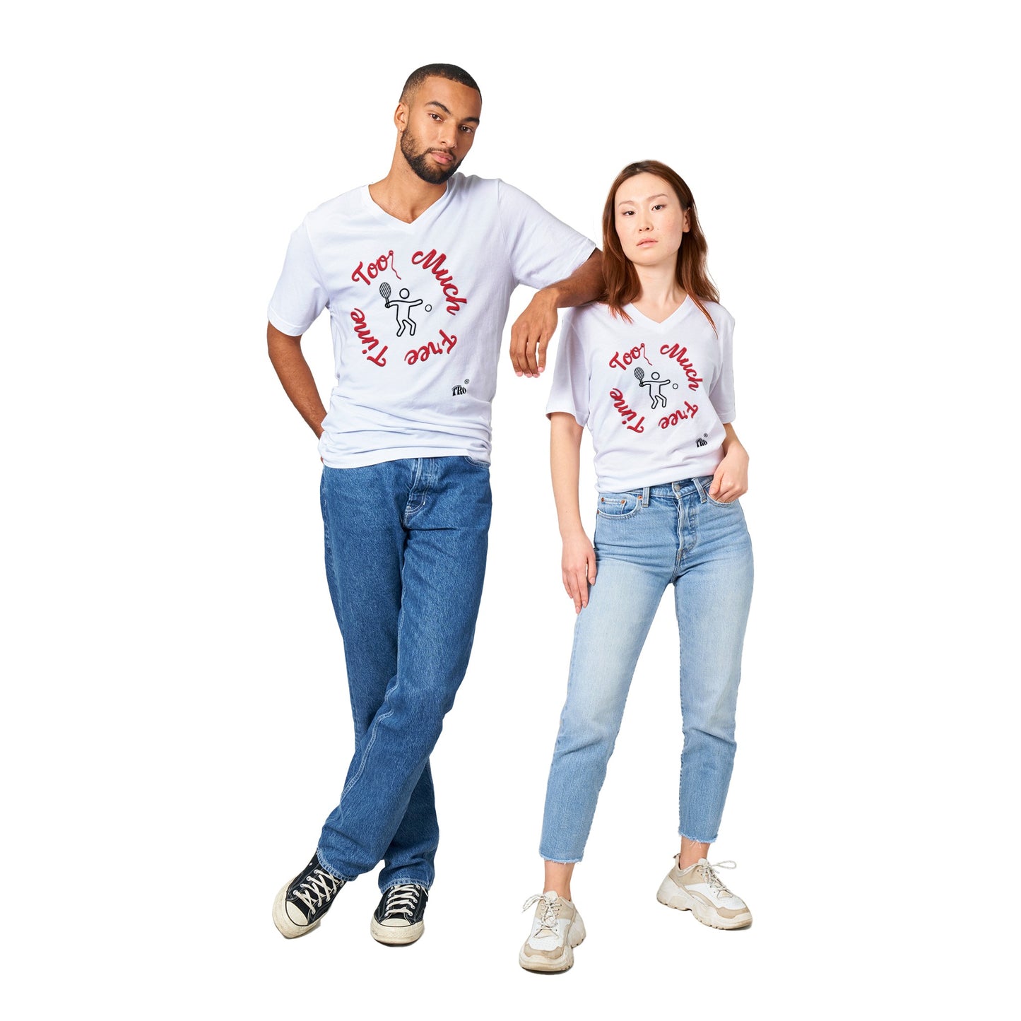 CHARITY Racket Sports Unisex V-Neck T-shirt with extra detail on back