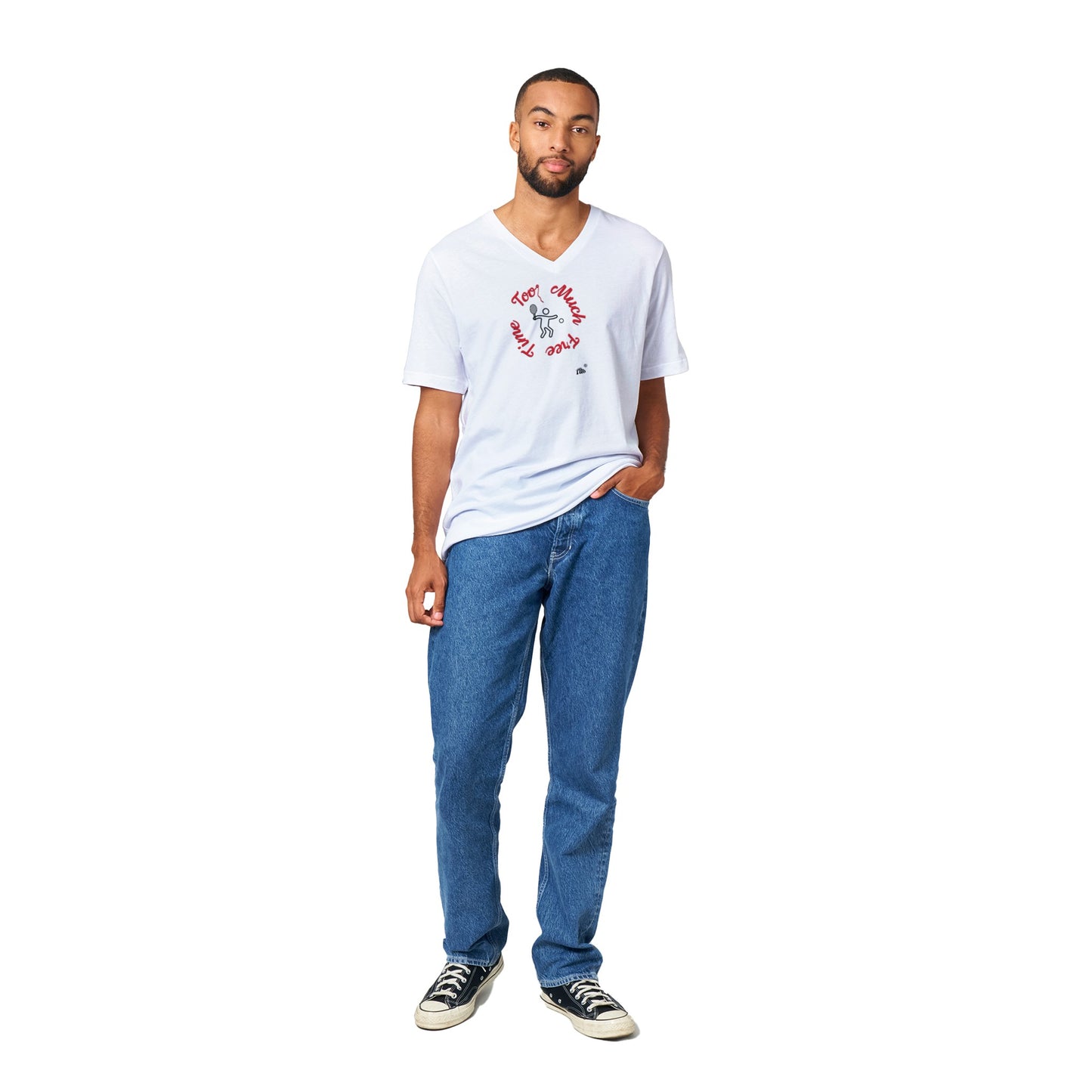 CHARITY Racket Sports Unisex V-Neck T-shirt with extra detail on back