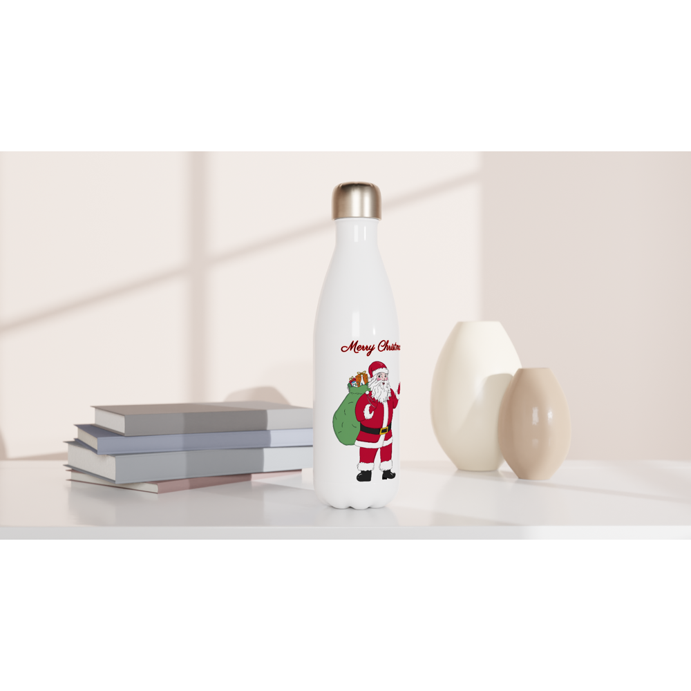 White 17oz Stainless Steel Xmas Water Bottle