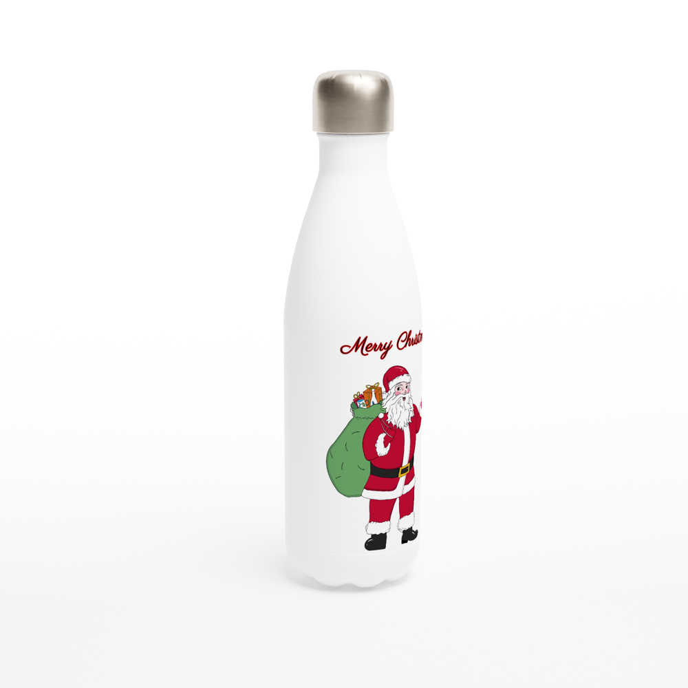 White 17oz Stainless Steel Xmas Water Bottle