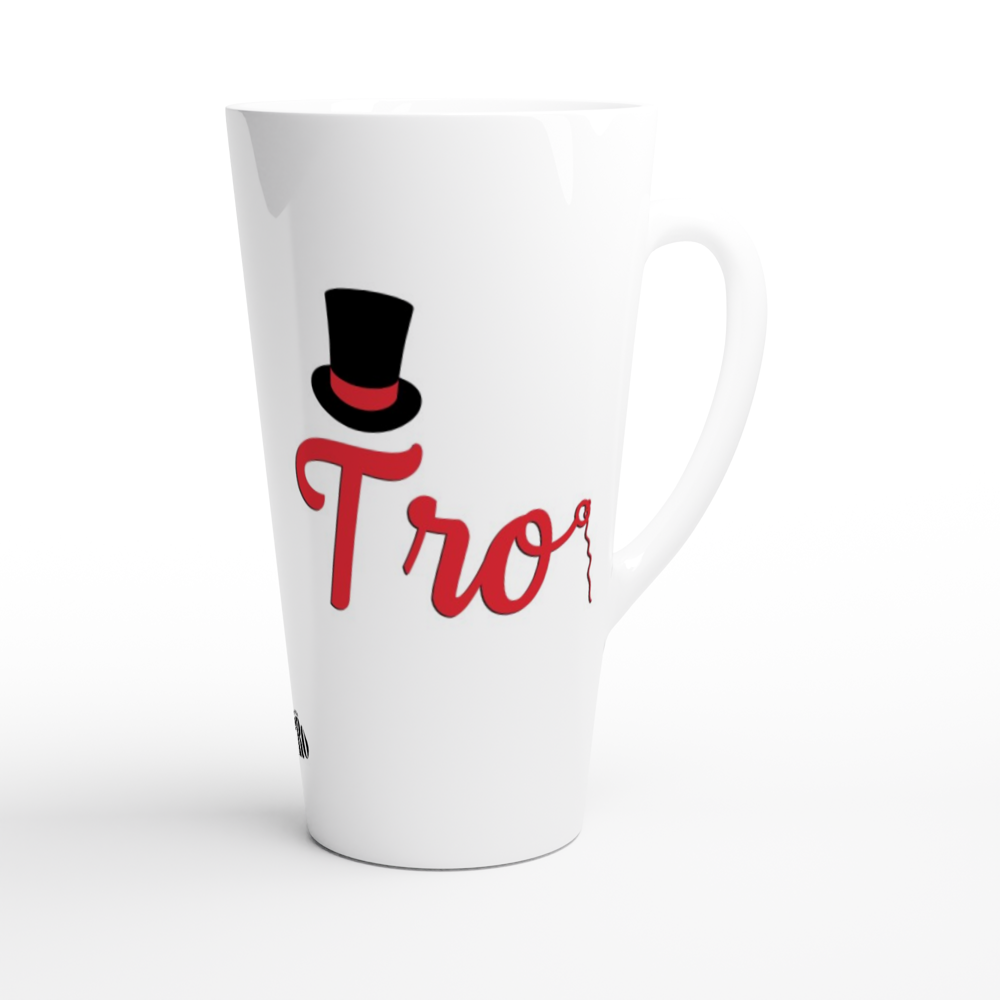 Tall Afternoon Latte Mug White Ceramic Top Hat 17oz