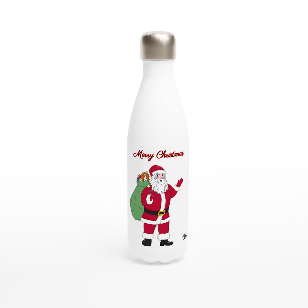 White 17oz Stainless Steel Xmas Water Bottle