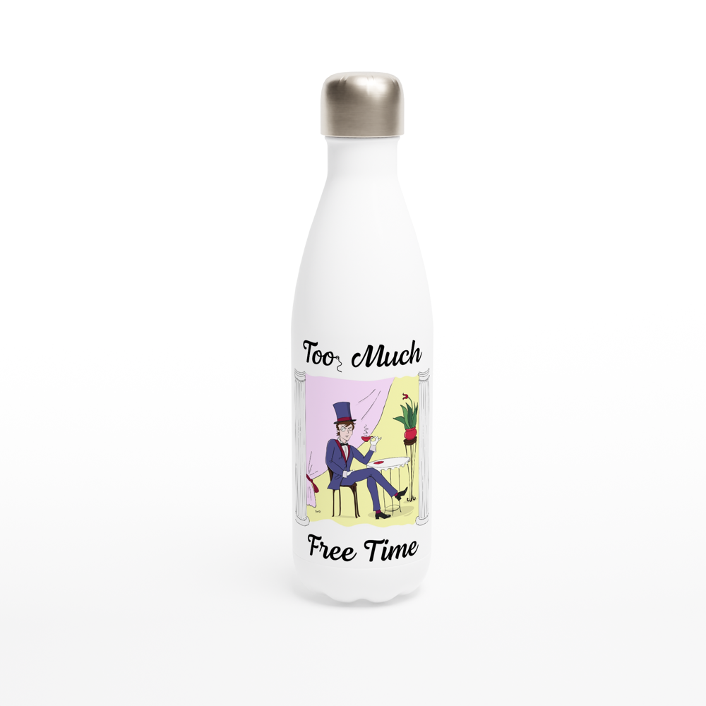 White 17oz Stainless Steel Water Bottle - Too Much Free Time