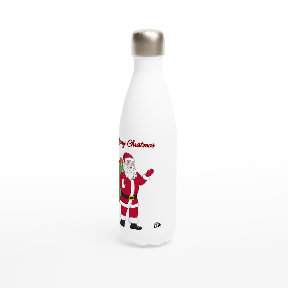 White 17oz Stainless Steel Xmas Water Bottle