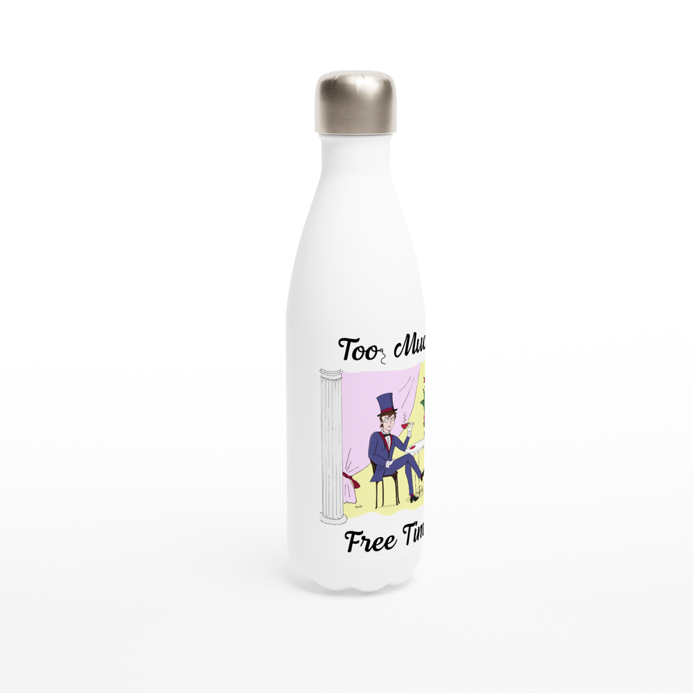 White 17oz Stainless Steel Water Bottle - Too Much Free Time