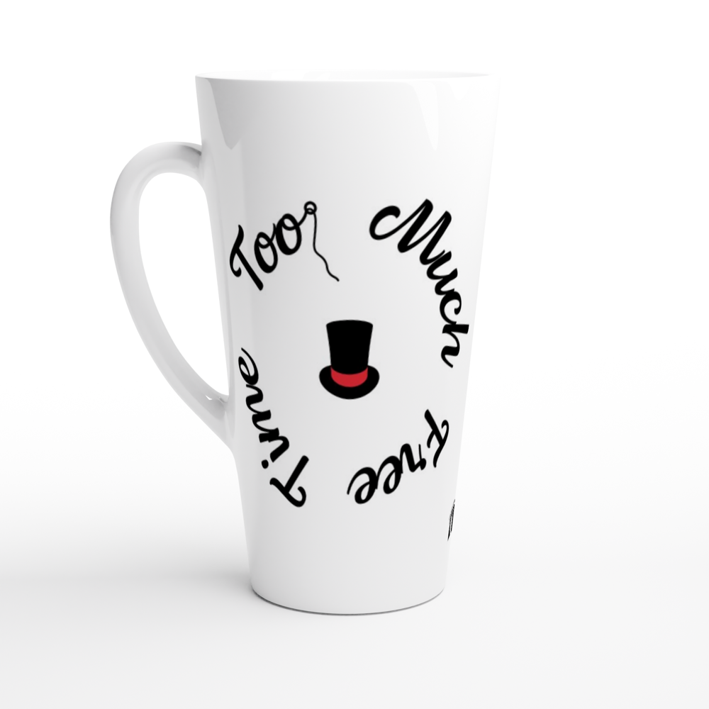 Tall Afternoon Latte Mug White Ceramic Top Hat 17oz